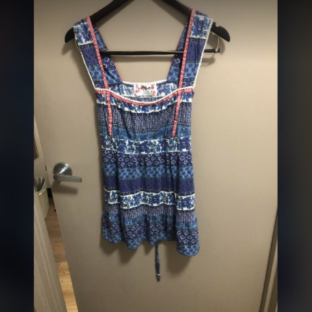 Free People Mixed Print Baby Doll Tie Back Sleeveless Top